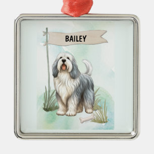 Poolse Laagland Herdershond Watercolor Gepersonali Metalen Ornament
