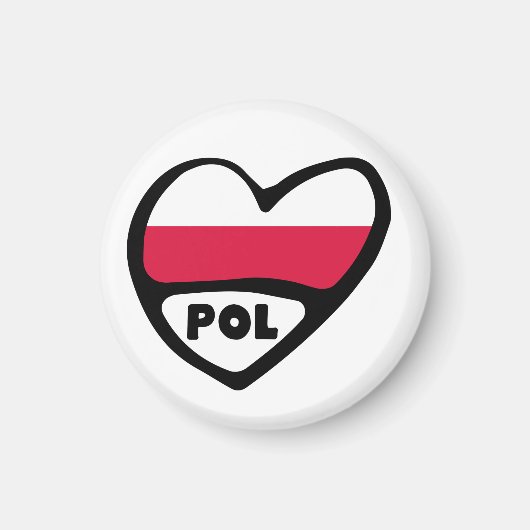 Poolse landcode Vlag hart, POL Magneet (Voorkant)