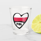Poolse landcode Vlag hart, POL Shot Glas (Voorkant)