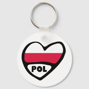 Poolse landcode Vlaggenhartkeyring, POL Sleutelhanger
