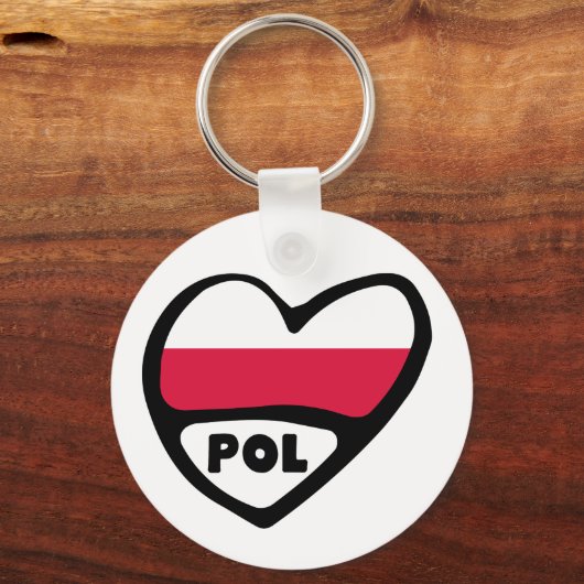 Poolse landcode Vlaggenhartkeyring, POL Sleutelhanger (Voorkant)