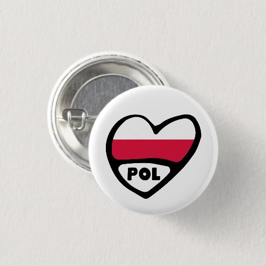 Poolse landcode Vlaggenhoofdtoegangspasje, POL Ronde Button 3,2 Cm (Voorkant /achterkant)