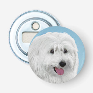 Poolse lewland Sheepdog Painting - Original Dog Ar Button Flesopener