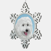 Poolse lewland Sheepdog Painting - Original Dog Ar Tin Sneeuwvlok Ornament (Rechts)