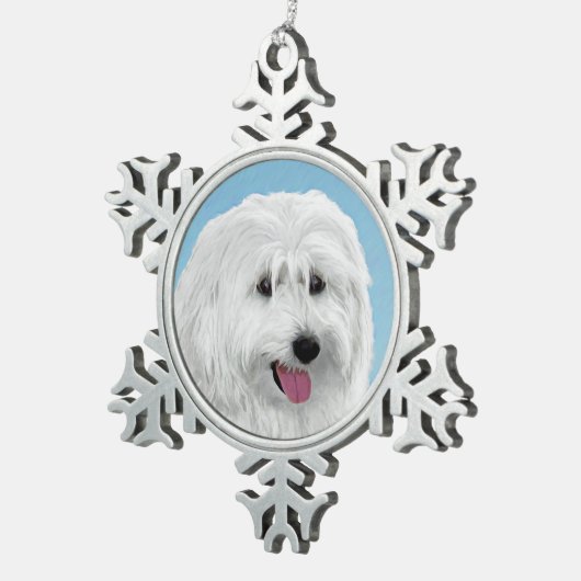 Poolse lewland Sheepdog Painting - Original Dog Ar Tin Sneeuwvlok Ornament (Rechts)