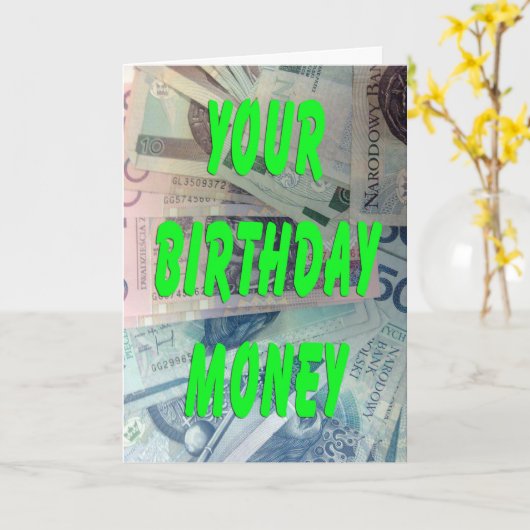 Poolse Loti Verjaardag Geld Kaart (Gele Bloem)