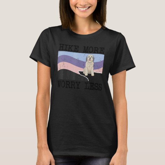 Poolse Lowland Sheepdog Hike more Worry Minder Gra T-shirt (Voorkant)