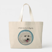 Poolse Lowland Sheepdog Schilderen Originele Hond  Grote Tote Bag (Achterkant)