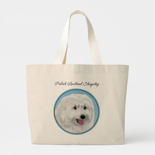 Poolse Lowland Sheepdog Schilderen Originele Hond  Grote Tote Bag (Achterkant)