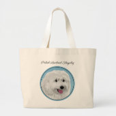 Poolse Lowland Sheepdog Schilderen Originele Hond  Grote Tote Bag (Voorkant)