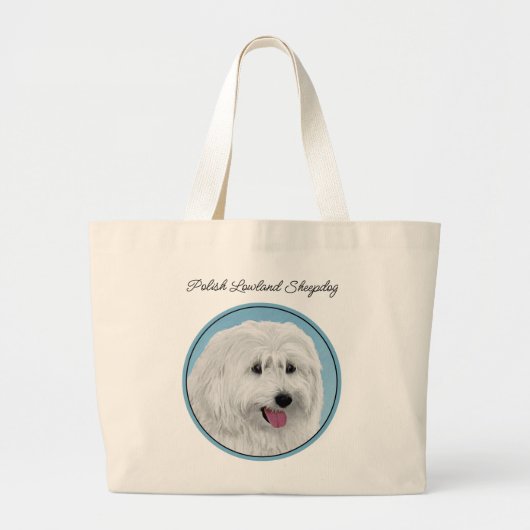 Poolse Lowland Sheepdog Schilderen Originele Hond  Grote Tote Bag (Voorkant)