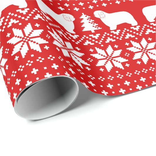 Poolse Lowland Sheepdog Silhouettes Dog Kerstmis Cadeaupapier (Rol Hoek)