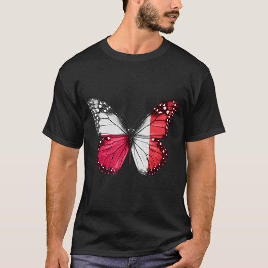 Poolse Maltese vlag Butterfly T-shirt (Voorkant)