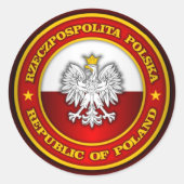 Poolse Medallion Ronde Sticker (Voorkant)