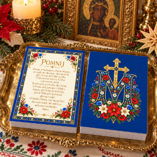 Poolse Memorare Gebed Kerstmis Maria Monogram Kaart