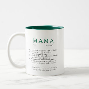 Poolse moeder cadeau - MAMA definitie groen Tweekleurige Koffiemok