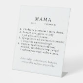 Poolse moeder cadeau - MAMA definitie Reclamebord Met Voetstuk (Voorkant)
