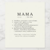 Poolse moeder cadeau - MAMA definitie Wijn Etiket (Enkel label)