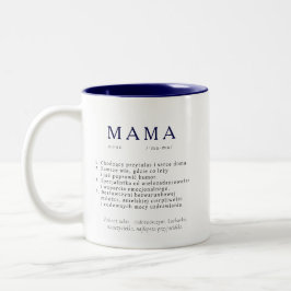 Poolse Mum Gift - MAMA Definitie Marine Tweekleurige Koffiemok