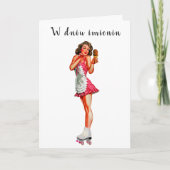 Poolse naamdag kaart dreigend wenskaart voor hem (Voorkant)