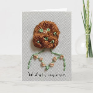 Poolse namedag borduurwerk imieniny  feestdagen kaart