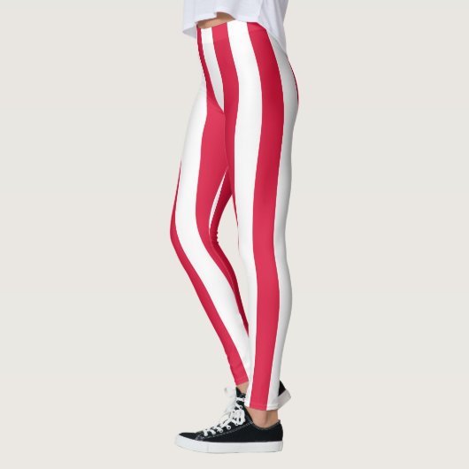 Poolse nationale vlagkleuren - verticale streep leggings (Links)