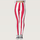 Poolse nationale vlagkleuren - verticale streep leggings (Voorkant)