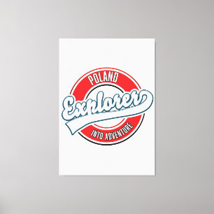 Poolse ontdekkingsreiziger in avontuurlijke logo canvas afdruk