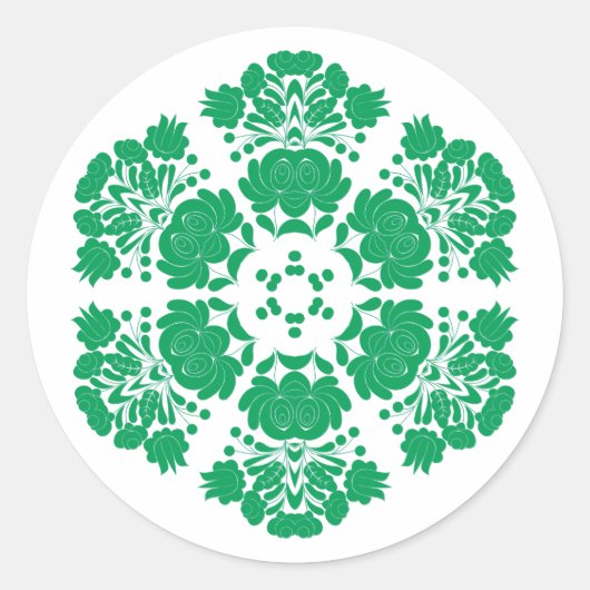 Poolse ontwerp bloemen ronde sticker (Voorkant)