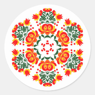 Poolse ontwerp bloemen ronde sticker