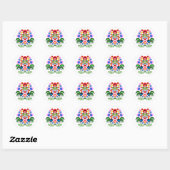 Poolse ontwerp bloemen ronde sticker (Vel)