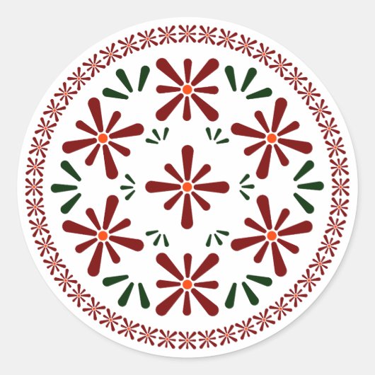 Poolse ontwerp bloemen ronde sticker (Voorkant)