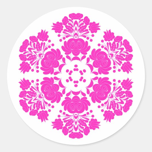 Poolse ontwerp bloemen ronde sticker (Voorkant)