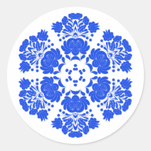 Poolse ontwerp bloemen ronde sticker