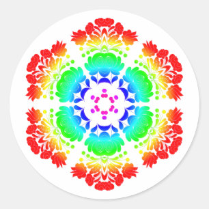 Poolse ontwerp bloemen ronde sticker