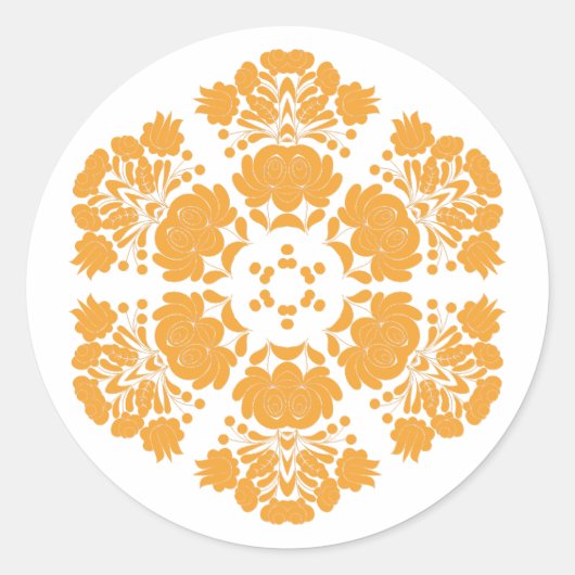 Poolse ontwerp bloemen ronde sticker (Voorkant)