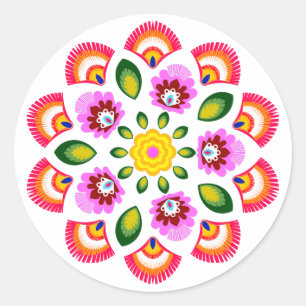 Poolse ontwerp bloemen ronde sticker