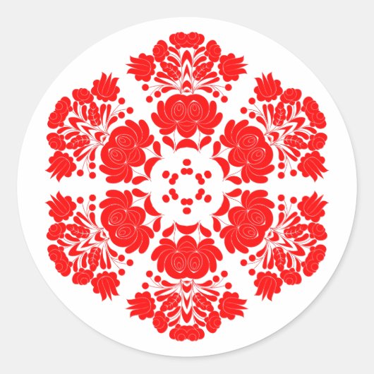 Poolse ontwerp bloemen ronde sticker (Voorkant)