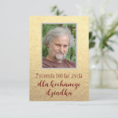 Poolse opa verjaardagskaart met verjaardagswensen (Staand voorkant)