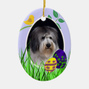 Poolse paasornament van Lowland Sheepdog Keramisch Ornament
