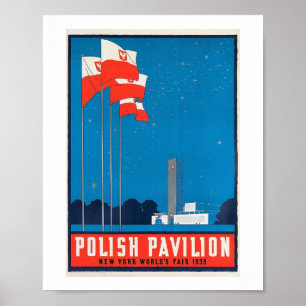 Poolse Pavilion NY World's Fair, Vintage 1938 Poster