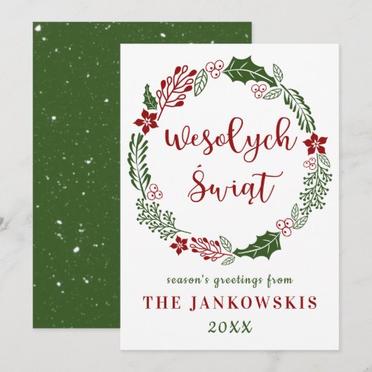 Poolse Poolse pretkerst, Aangepast Feestdagenkaart (Voorkant / Achterkant)
