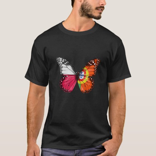 Poolse Portugese vlag vlinder T-shirt (Voorkant)