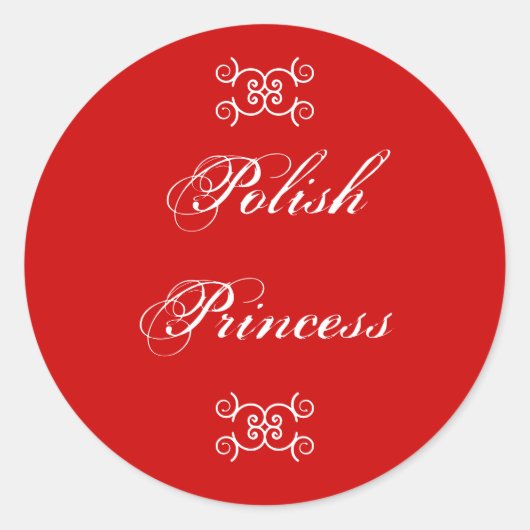 Poolse prinses Humoureuze Ronde Sticker (Voorkant)