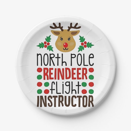 Poolse rendiervluchtinstructeur Kerstmis Papieren Bordje (Voorkant)