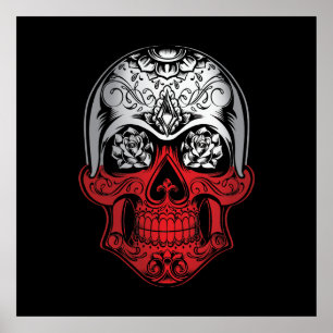 Poolse schedel en Rozen vlag Poster