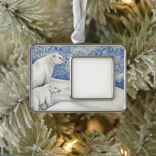 Poolse Sneeuwberen Verzilverd Omlijst Ornament (Boom)