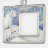 Poolse Sneeuwberen Verzilverd Omlijst Ornament (Links)