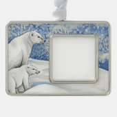 Poolse Sneeuwberen Verzilverd Omlijst Ornament (Voorkant)