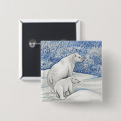 Poolse Sneeuwberen Vierkante Button 5,1 Cm (Voorkant /achterkant)